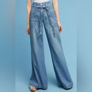 Anthropologie Pilcro and the Letterpress wide leg high rise tie waist jean